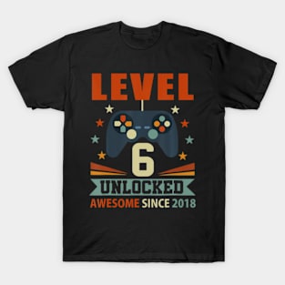 Level 6 Unlocked Awesome Since 2018 6Th Birthday Gaming T-Shirt